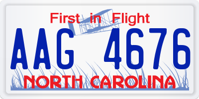 NC license plate AAG4676