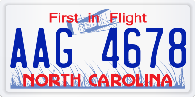 NC license plate AAG4678