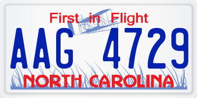 NC license plate AAG4729