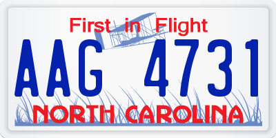 NC license plate AAG4731