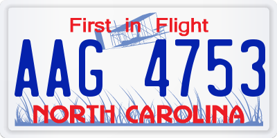 NC license plate AAG4753