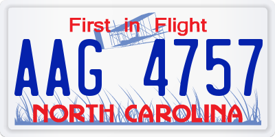 NC license plate AAG4757