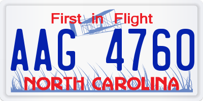 NC license plate AAG4760