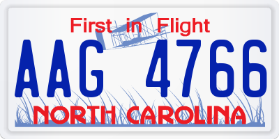 NC license plate AAG4766