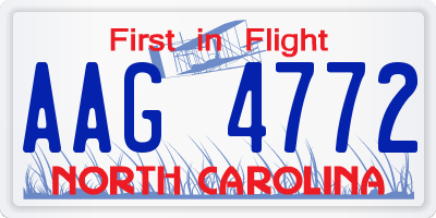 NC license plate AAG4772