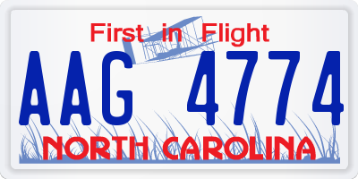NC license plate AAG4774