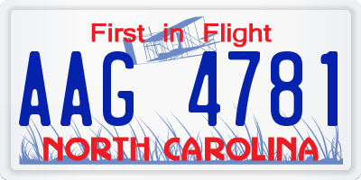 NC license plate AAG4781