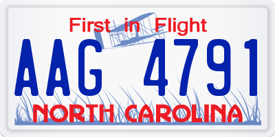 NC license plate AAG4791