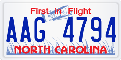 NC license plate AAG4794
