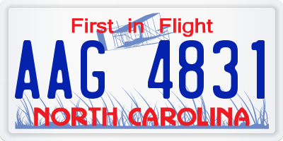 NC license plate AAG4831