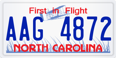 NC license plate AAG4872