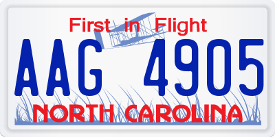 NC license plate AAG4905