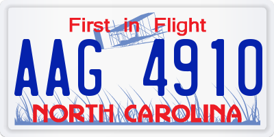 NC license plate AAG4910