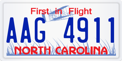 NC license plate AAG4911