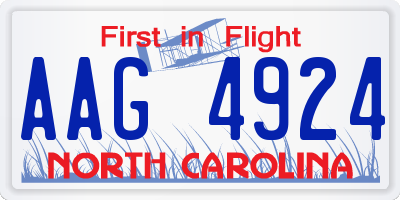 NC license plate AAG4924