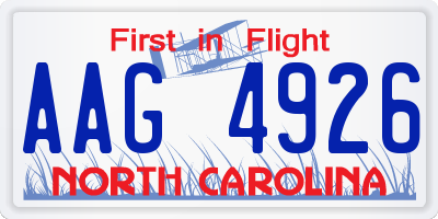 NC license plate AAG4926