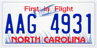 NC license plate AAG4931