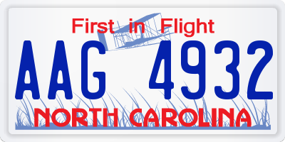 NC license plate AAG4932