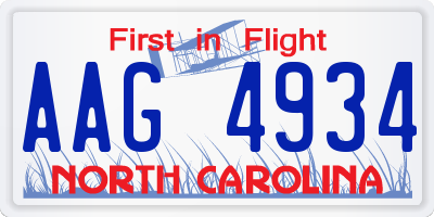NC license plate AAG4934
