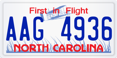 NC license plate AAG4936