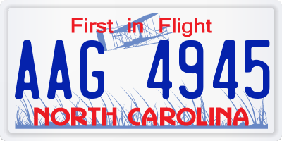 NC license plate AAG4945