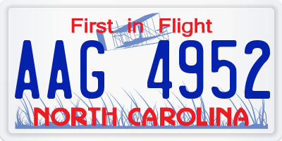 NC license plate AAG4952