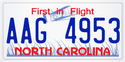 NC license plate AAG4953