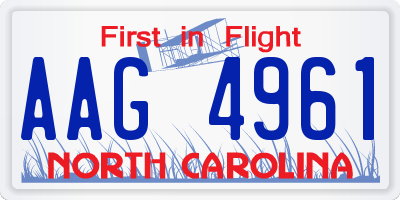 NC license plate AAG4961