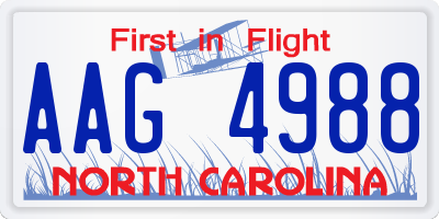 NC license plate AAG4988