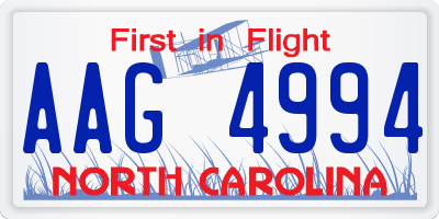 NC license plate AAG4994