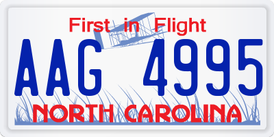 NC license plate AAG4995