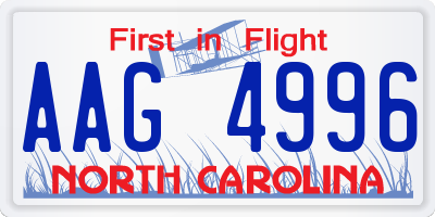 NC license plate AAG4996