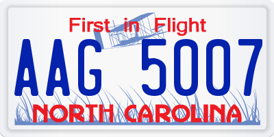 NC license plate AAG5007