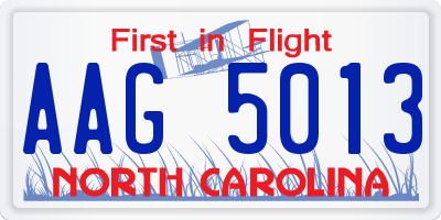 NC license plate AAG5013