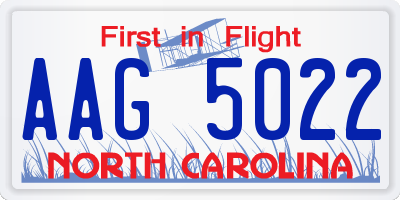 NC license plate AAG5022