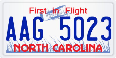 NC license plate AAG5023