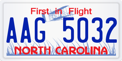 NC license plate AAG5032