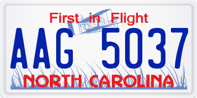 NC license plate AAG5037