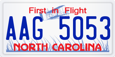NC license plate AAG5053