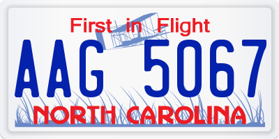 NC license plate AAG5067