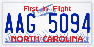 NC license plate AAG5094