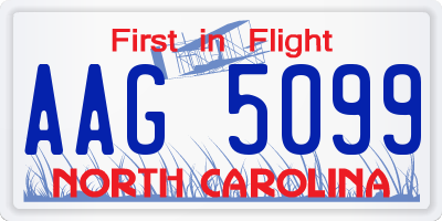 NC license plate AAG5099