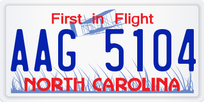 NC license plate AAG5104