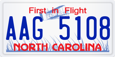 NC license plate AAG5108