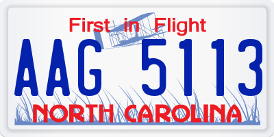 NC license plate AAG5113