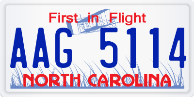 NC license plate AAG5114