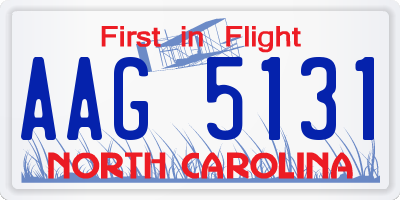 NC license plate AAG5131