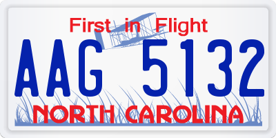 NC license plate AAG5132
