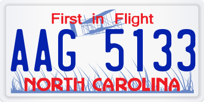 NC license plate AAG5133