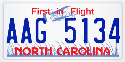 NC license plate AAG5134